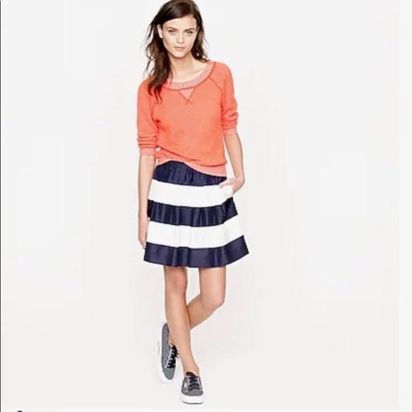 J. Crew Factory Skirts J Crew Factory Navy White Awning Stripe Pleated Mini Skirt Poshmark
